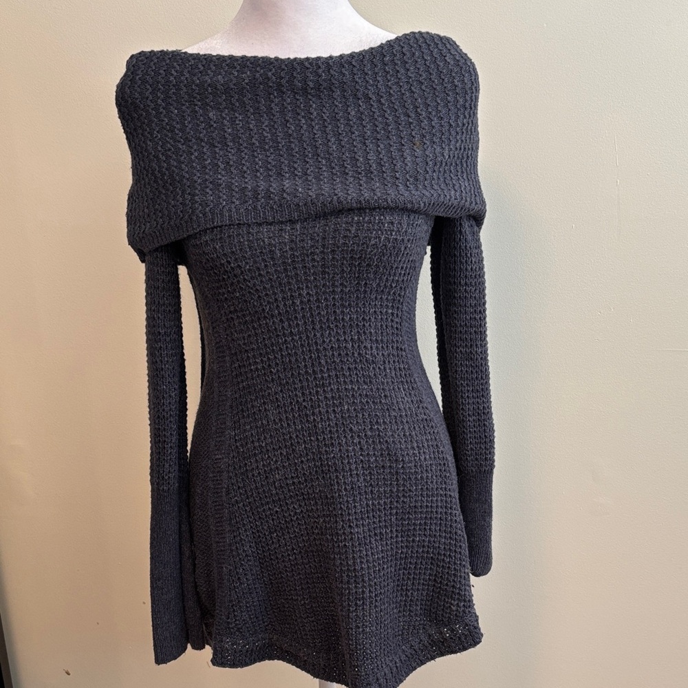 Angel Of The North Charcoal Off-Shoulder Sweater